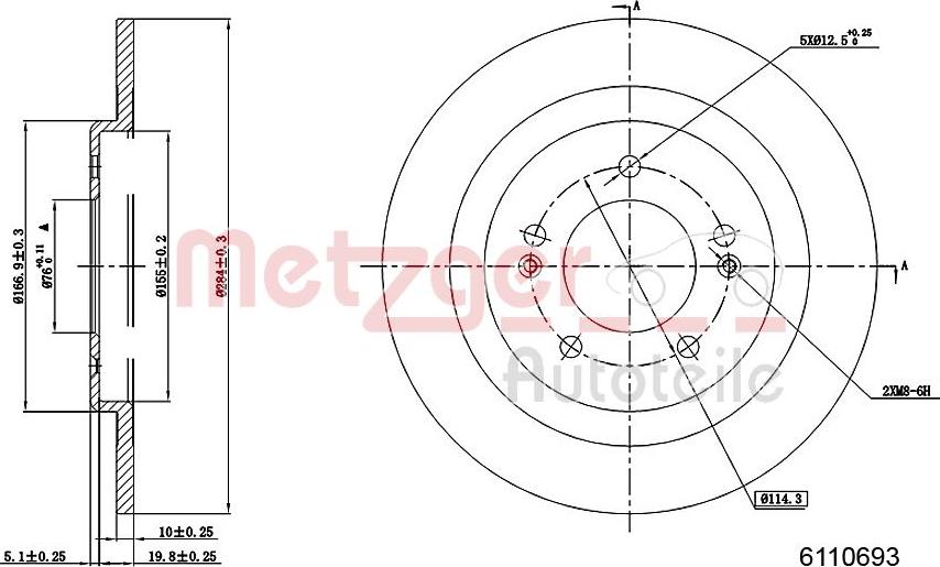 Metzger 6110693 - Тормозной диск autospares.lv