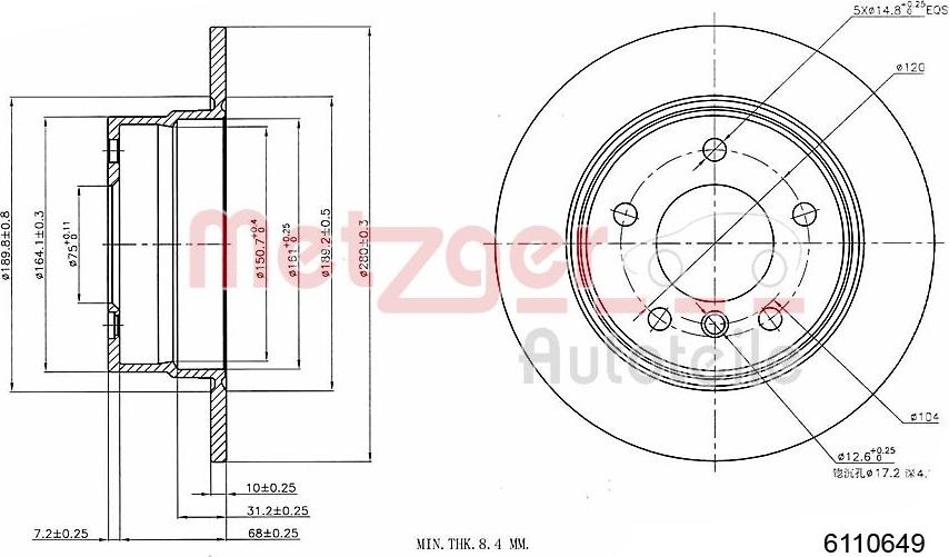 Metzger 6110649 - Тормозной диск autospares.lv