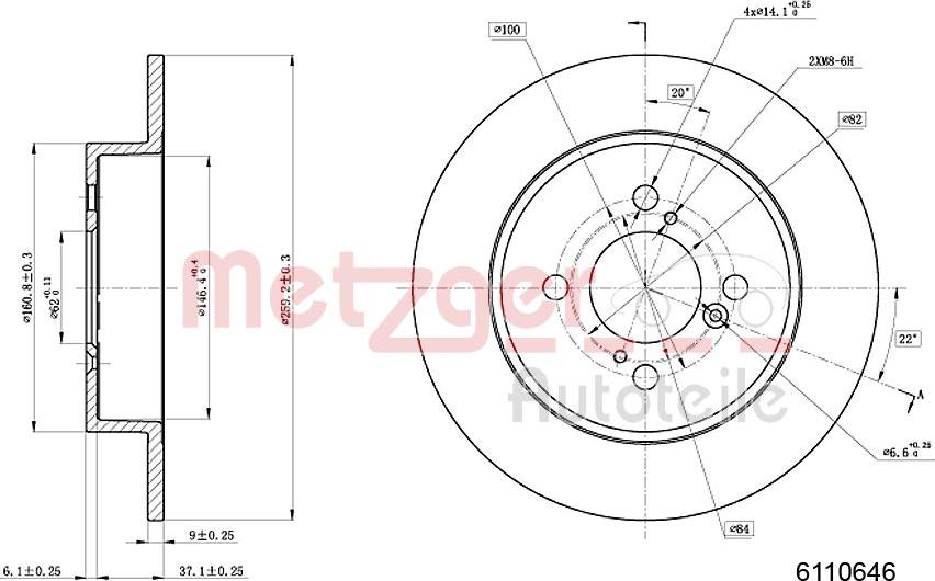 Metzger 6110646 - Тормозной диск autospares.lv