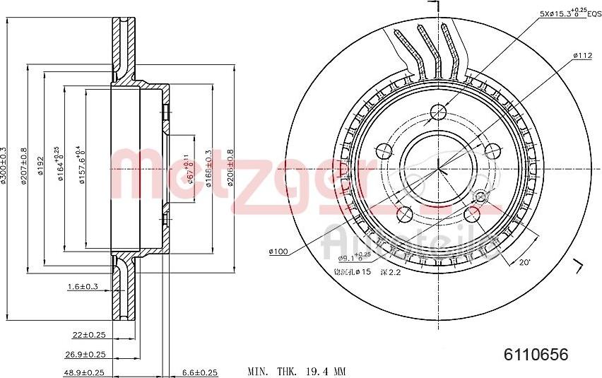 Metzger 6110656 - Тормозной диск autospares.lv