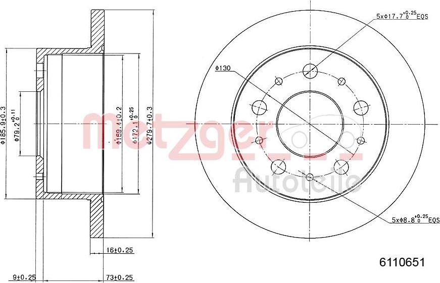Metzger 6110651 - Тормозной диск autospares.lv