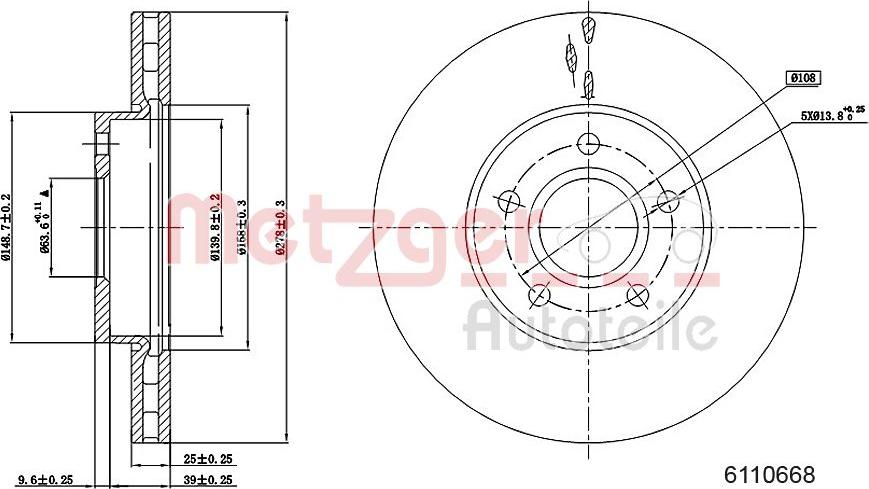 Metzger 6110668 - Тормозной диск autospares.lv
