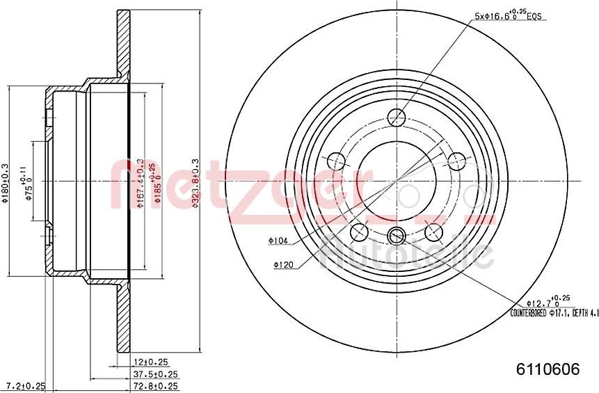 Metzger 6110606 - Тормозной диск autospares.lv
