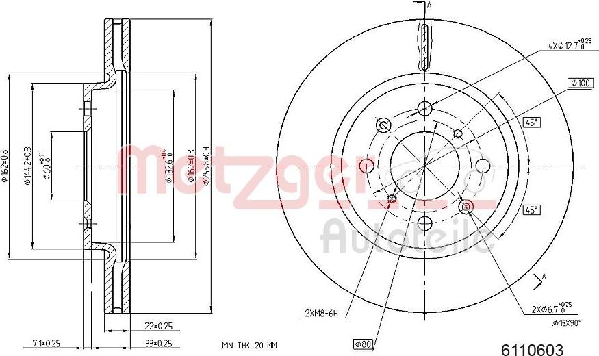 Metzger 6110603 - Тормозной диск autospares.lv