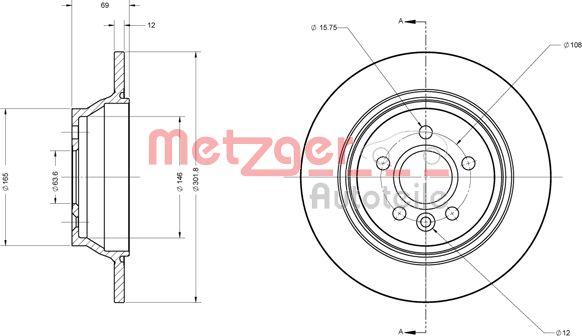 Metzger 6110615 - Тормозной диск autospares.lv
