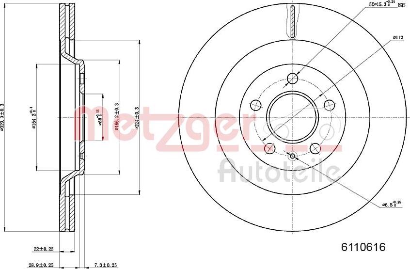 Metzger 6110616 - Тормозной диск autospares.lv