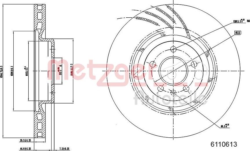 Metzger 6110613 - Тормозной диск autospares.lv