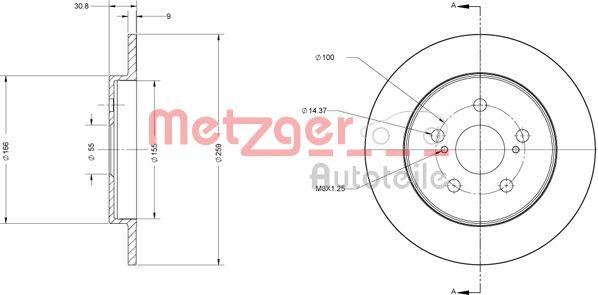 Metzger 6110617 - Тормозной диск autospares.lv