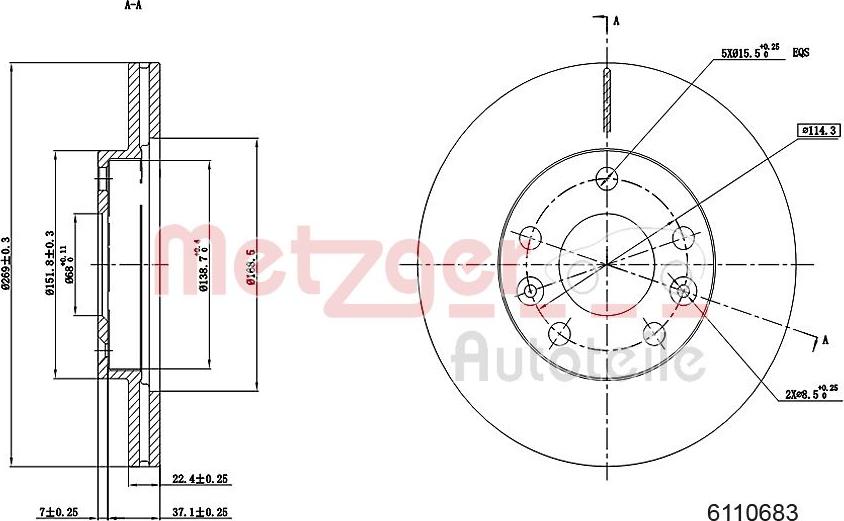 Metzger 6110683 - Тормозной диск autospares.lv