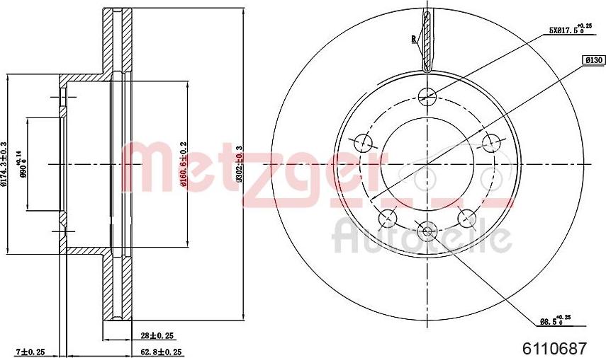 Metzger 6110687 - Тормозной диск autospares.lv