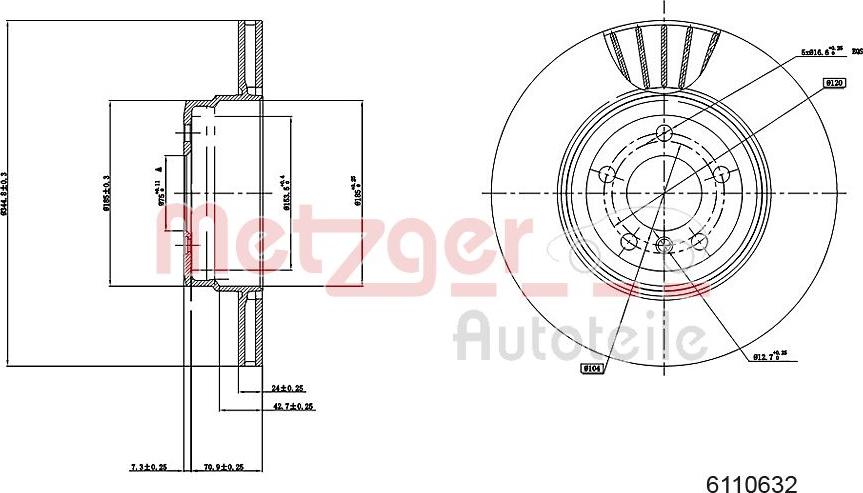 Metzger 6110632 - Тормозной диск autospares.lv