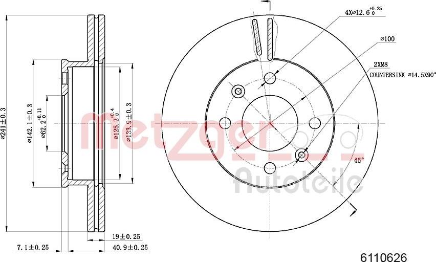 Metzger 6110626 - Тормозной диск autospares.lv