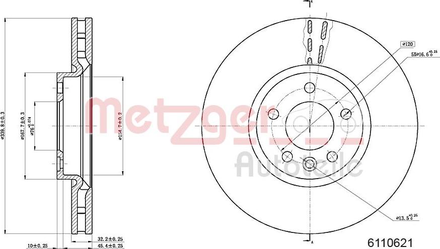 Metzger 6110621 - Тормозной диск autospares.lv