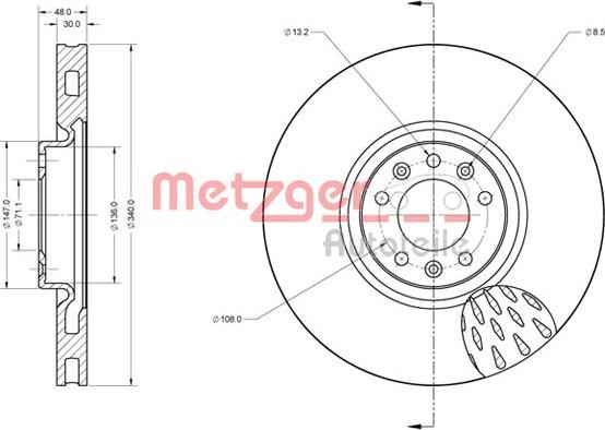 Metzger 6110628 - Тормозной диск autospares.lv