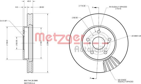 Metzger 6110623 - Тормозной диск autospares.lv