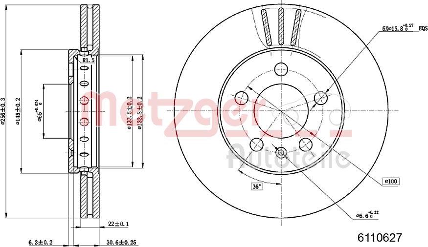 Metzger 6110627 - Тормозной диск autospares.lv