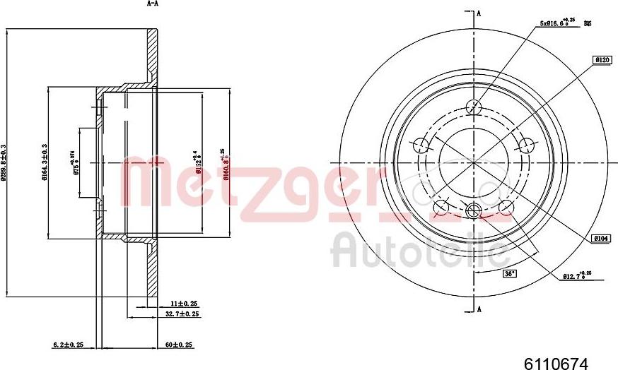 Metzger 6110674 - Тормозной диск autospares.lv