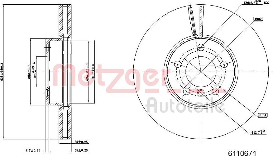 Metzger 6110671 - Тормозной диск autospares.lv