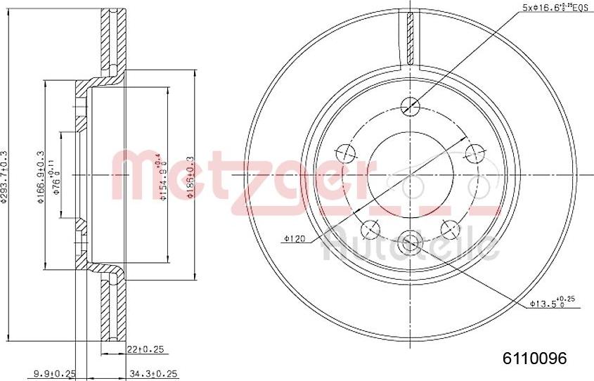 Metzger 6110096 - Тормозной диск autospares.lv