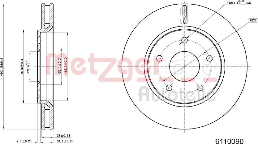 Metzger 6110090 - Тормозной диск autospares.lv