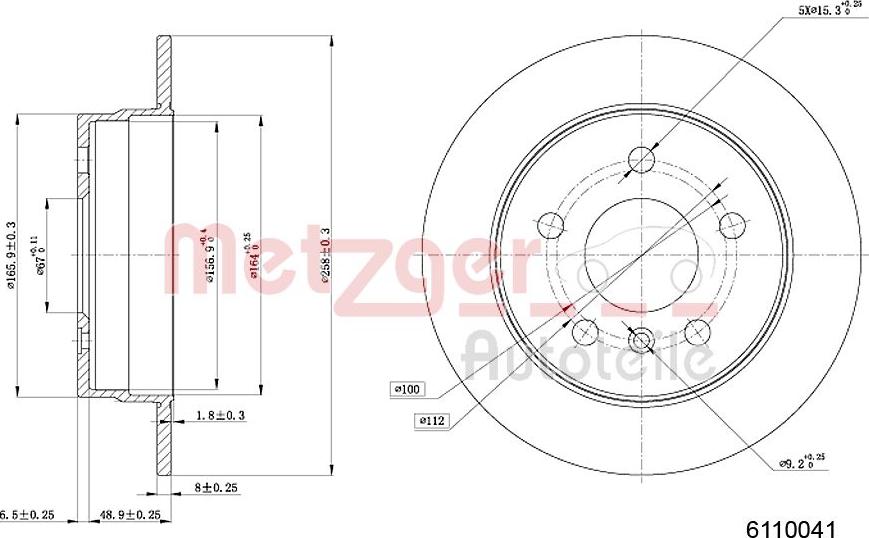 Metzger 6110041 - Тормозной диск autospares.lv