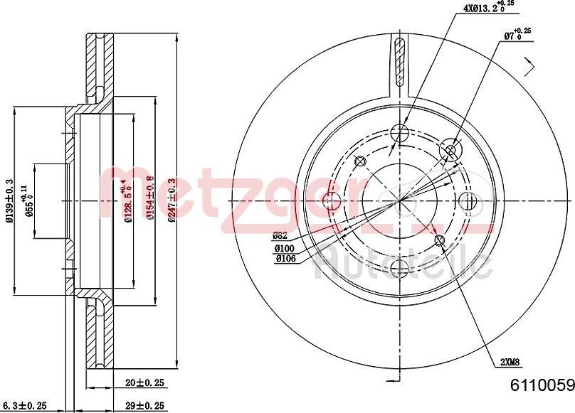 Metzger 6110059 - Тормозной диск autospares.lv