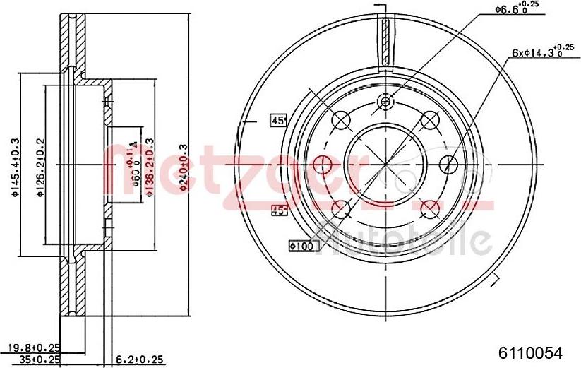 Metzger 6110054 - Тормозной диск autospares.lv