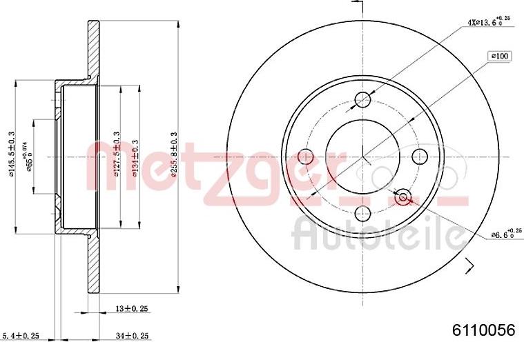 Metzger 6110056 - Тормозной диск autospares.lv