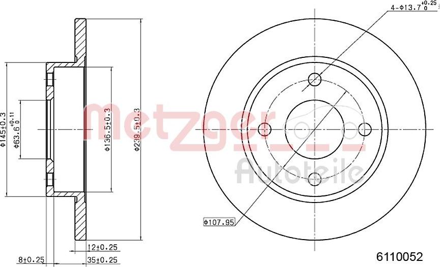 Metzger 6110052 - Тормозной диск autospares.lv