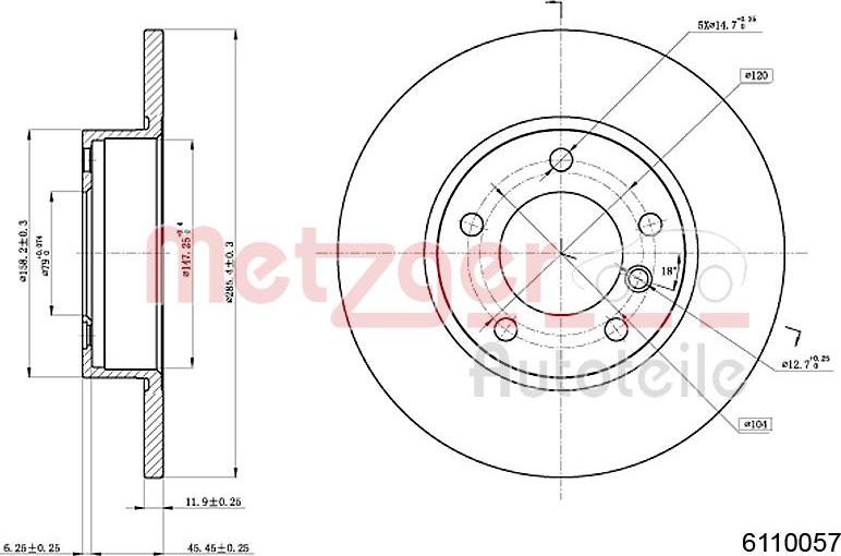 Metzger 6110057 - Тормозной диск autospares.lv