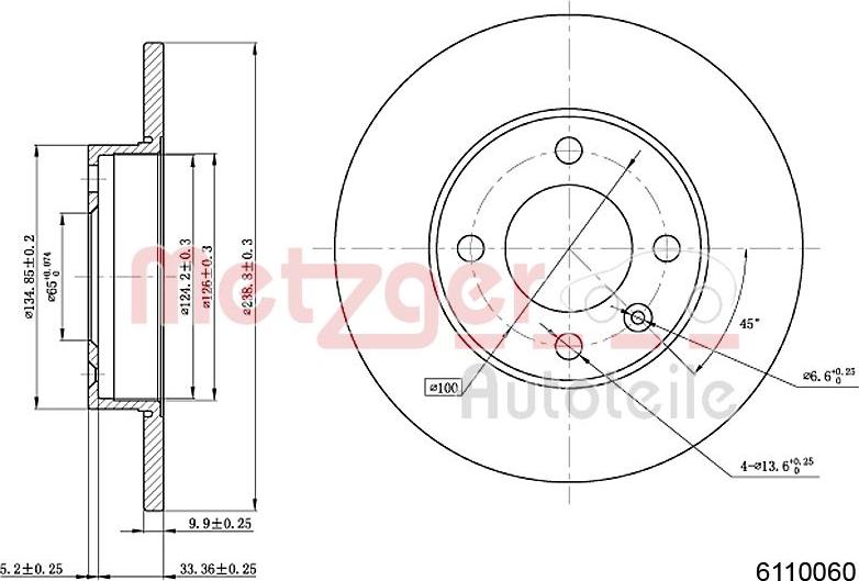 Metzger 6110060 - Тормозной диск autospares.lv