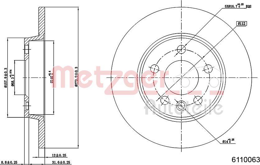 Metzger 6110063 - Тормозной диск autospares.lv