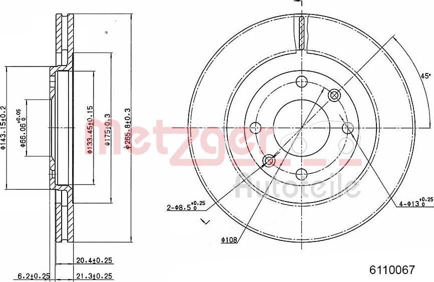 Metzger 6110067 - Тормозной диск autospares.lv