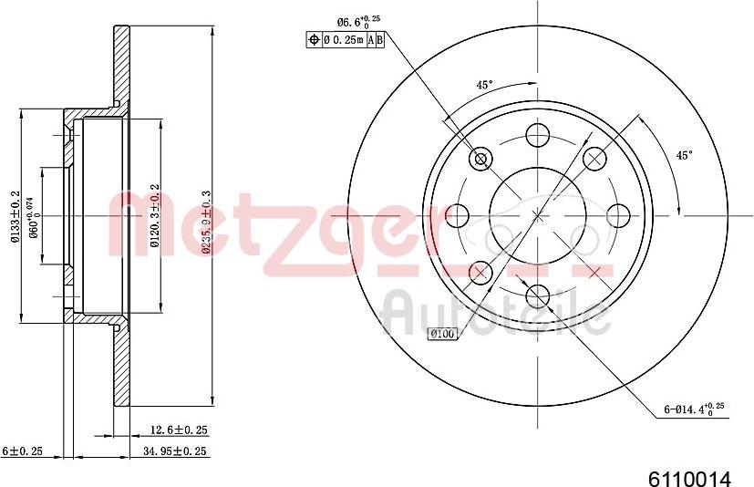 Metzger 6110014 - Тормозной диск autospares.lv