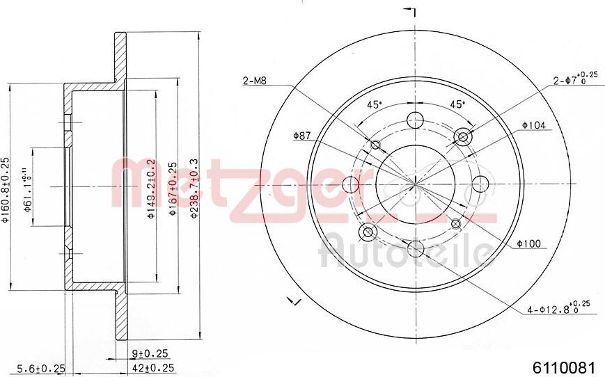 Metzger 6110081 - Тормозной диск autospares.lv