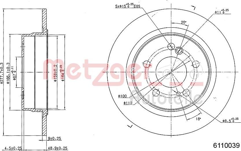 Metzger 6110039 - Тормозной диск autospares.lv