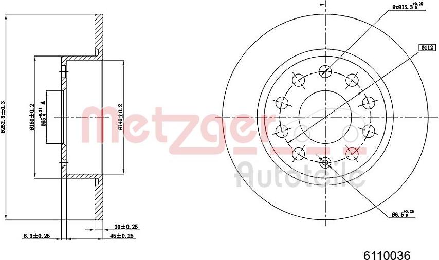 Metzger 6110036 - Тормозной диск autospares.lv