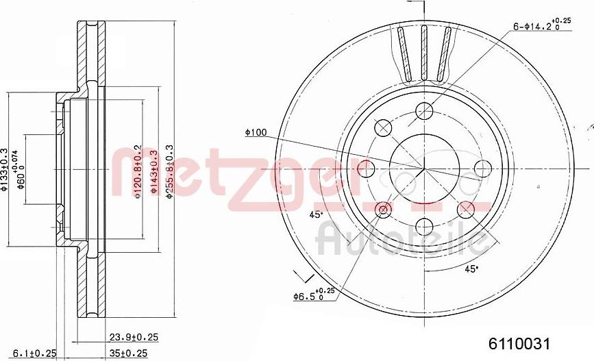 Metzger 6110031 - Тормозной диск autospares.lv