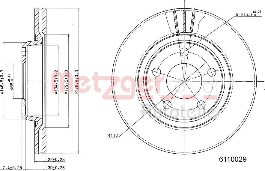 Metzger 6110029 - Тормозной диск autospares.lv