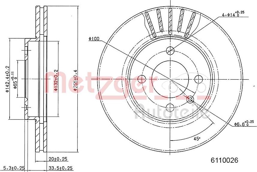 Metzger 6110026 - Тормозной диск autospares.lv