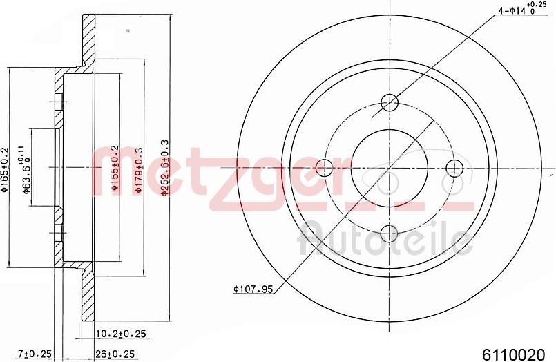 Metzger 6110020 - Тормозной диск autospares.lv