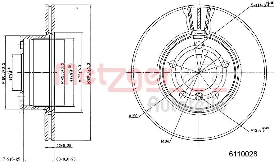Metzger 6110028 - Тормозной диск autospares.lv