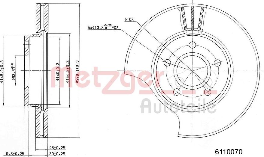 Metzger 6110070 - Тормозной диск autospares.lv