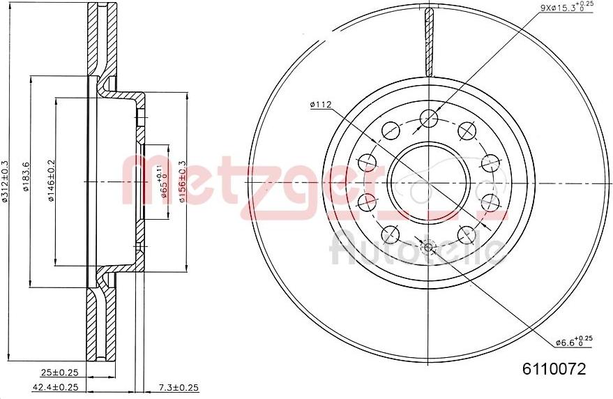 Metzger 6110072 - Тормозной диск autospares.lv