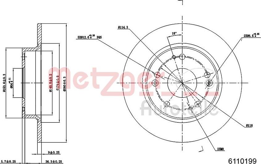 Metzger 6110199 - Тормозной диск autospares.lv