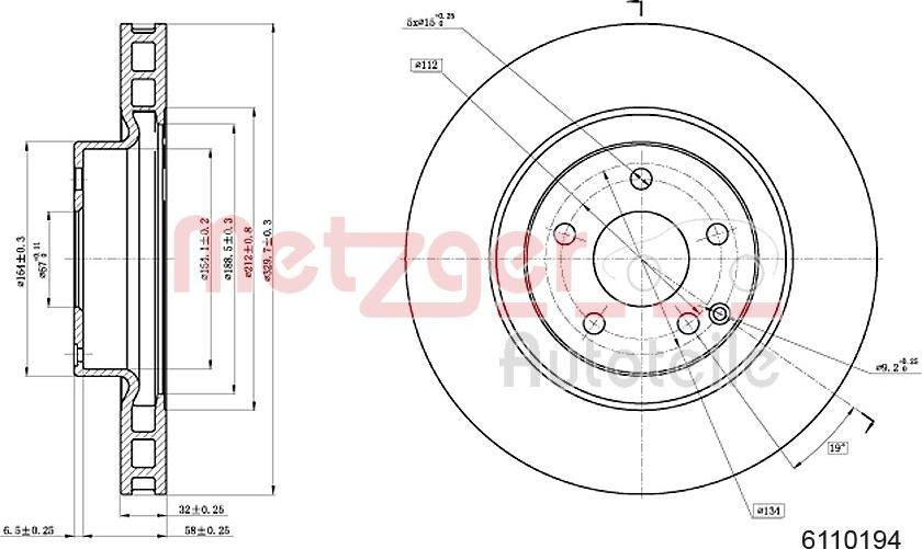 Metzger 6110194 - Тормозной диск autospares.lv