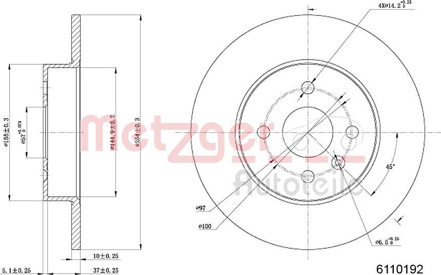 Metzger 6110192 - Тормозной диск autospares.lv