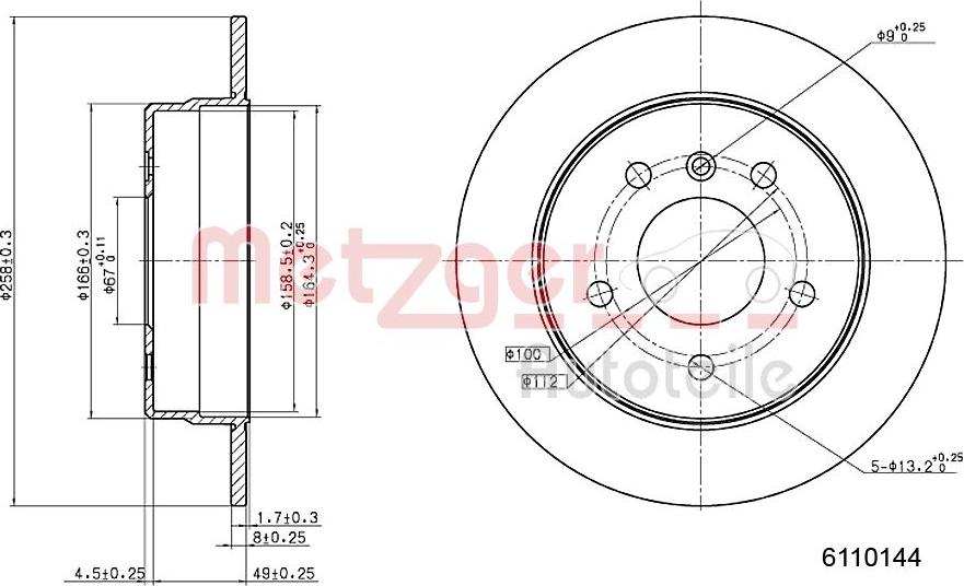 Metzger 6110144 - Тормозной диск autospares.lv