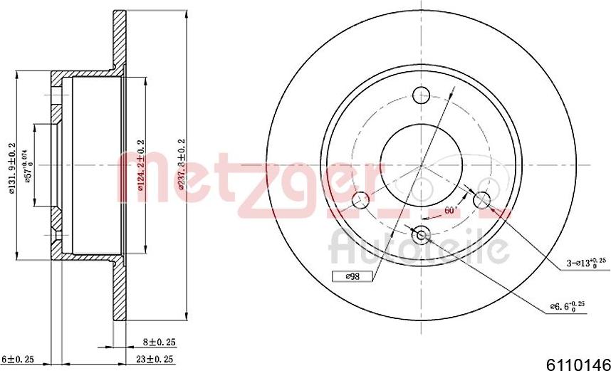 Metzger 6110146 - Тормозной диск autospares.lv