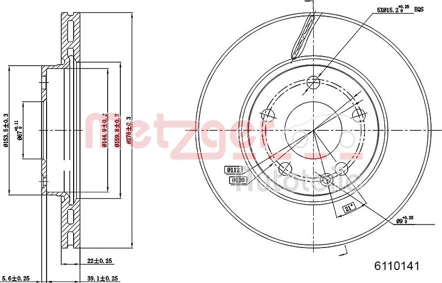 Metzger 6110141 - Тормозной диск autospares.lv